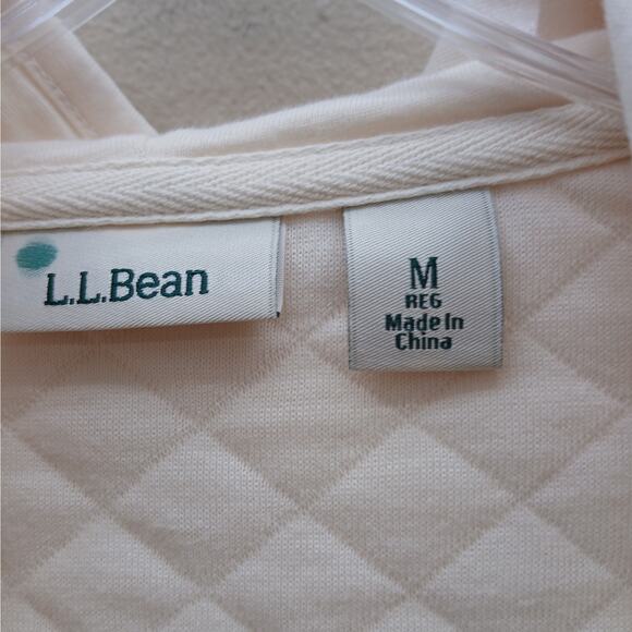 L. L. Bean Long Sleeve Hooded Quilted Full Zip Jacket Cream Size Medium Outdoors - Picture 7 of 11
